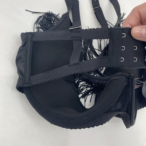 Victoria's Secret Size M-DD VERY SEXY Fringe Open Quarter Cup Shine Strap Bra - Picture 10 of 12